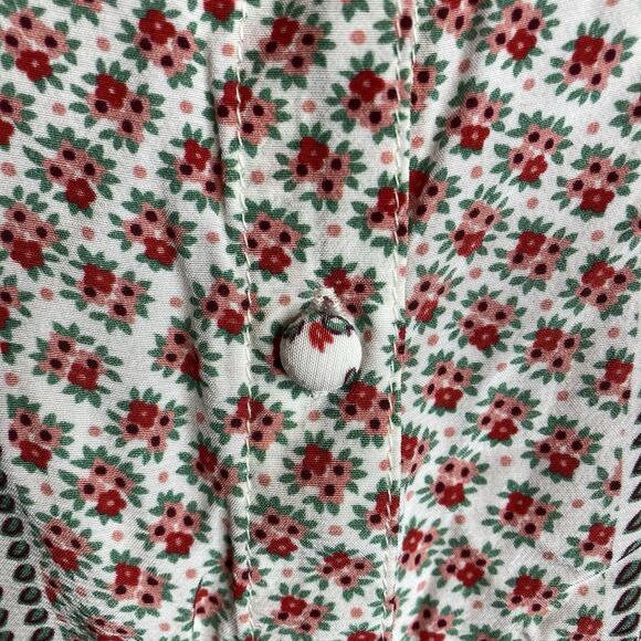Boden Women's Cream Floral Button Front Relaxed Blouse Size 6 Boho Wide Sleeve - Picture 9 of 12